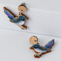 Superb Fairywren Wooden Earrings