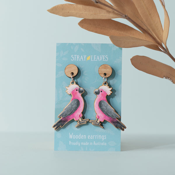 Galah Wooden Earrings