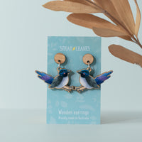 Superb Fairywren Wooden Earrings