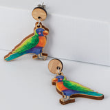 Rainbow Lorikeet Wooden Earrings