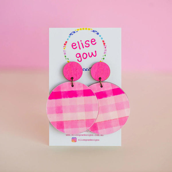 Gaga Gingham Pink Earrings