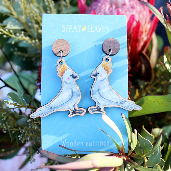 Cockatoo Wooden Earrings