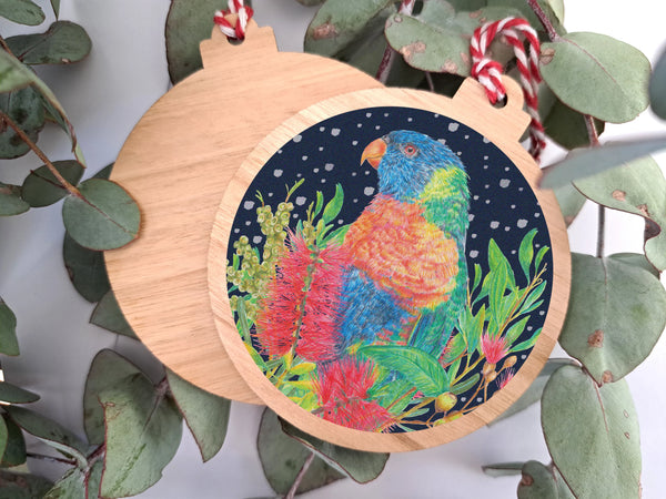 Rainbow Lorikeet Wooden Ornament